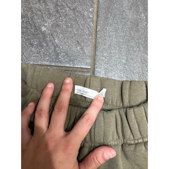 Oak + Fort Army Green Jogger Pockets Sweatpants XS Elastic Waist Heavyweight - Picture 3 of 8